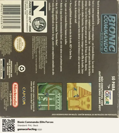 Bionic Commando: Elite Forces Game Boy Color, PAL box back