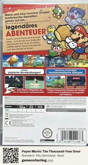 Paper Mario: The Thousand-Year Door Nintendo Switch, Germany box back