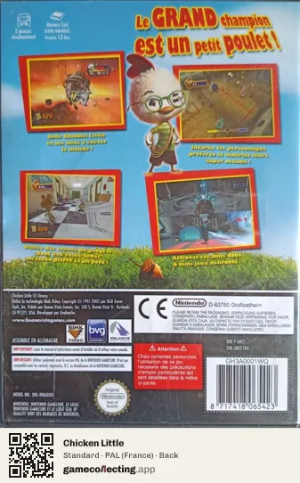 Chicken Little Nintendo GameCube, France box back