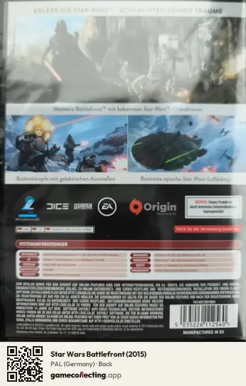 Star Wars Battlefront (2015) Computer, Germany box back