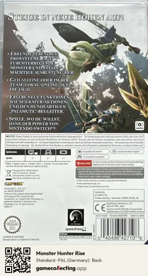 Monster Hunter Rise Nintendo Switch, Germany box back