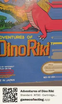 Adventures of Dino Riki Nintendo Entertainment System, NTSC cartridge label