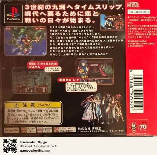 Himiko-den: Renge PlayStation, Japan box back