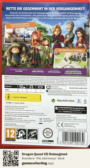 Dragon Quest VII Reimagined Nintendo Switch 2, Germany box back