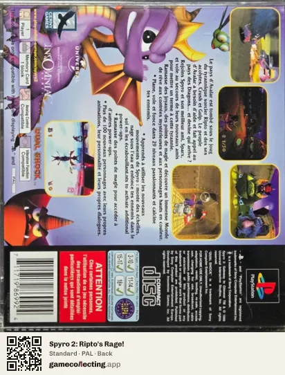 Spyro 2: Ripto's Rage! PlayStation, PAL box back