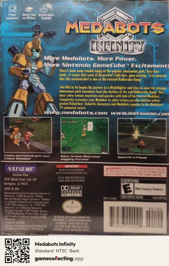 Medabots Infinity Nintendo GameCube, NTSC box back