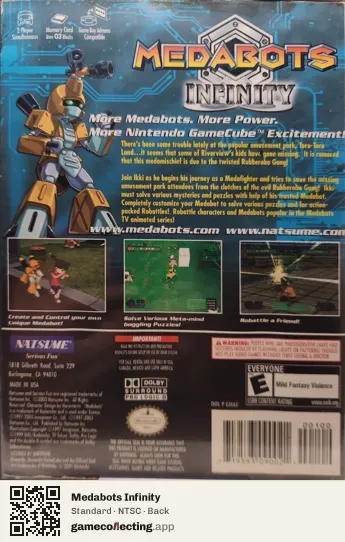 Medabots Infinity Nintendo GameCube, NTSC box back