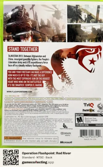 Operation Flashpoint: Red River Xbox 360, NTSC box back