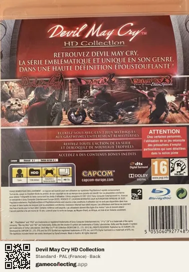 Devil May Cry HD Collection PlayStation 3, France box back
