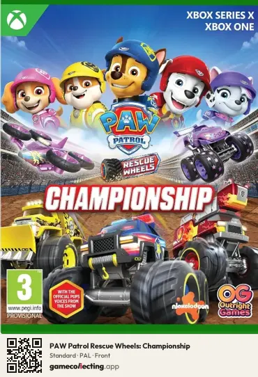 PAW Patrol Rescue Wheels: Championship Xbox One, PAL box front