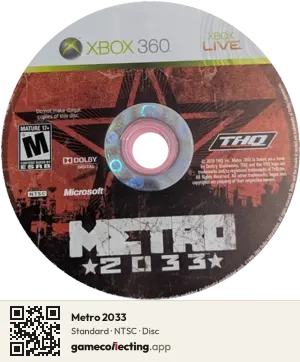 Metro 2033 Xbox 360, NTSC disc