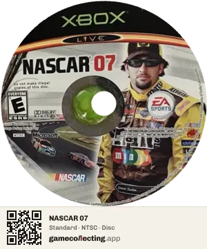 NASCAR 07 Xbox, NTSC disc
