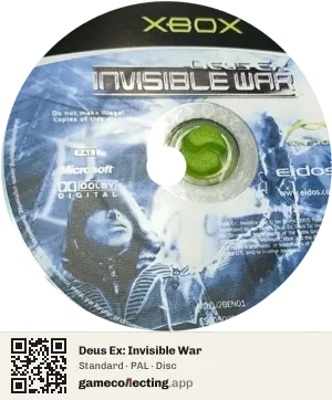 Deus Ex: Invisible War Xbox, PAL disc