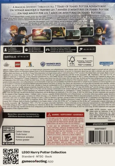 LEGO Harry Potter Collection PlayStation 5, NTSC box back