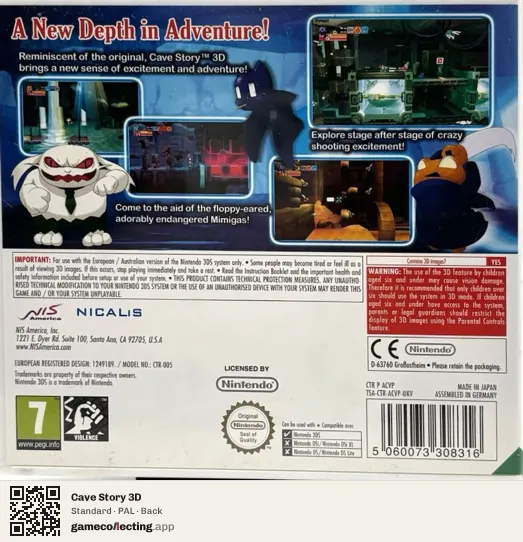 Cave Story 3D Nintendo 3DS, PAL box back