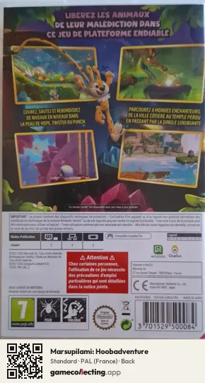 Marsupilami: Hoobadventure Nintendo Switch, France box back