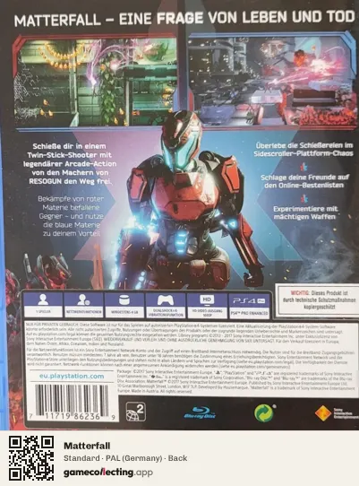 Matterfall PlayStation 4, Germany box back