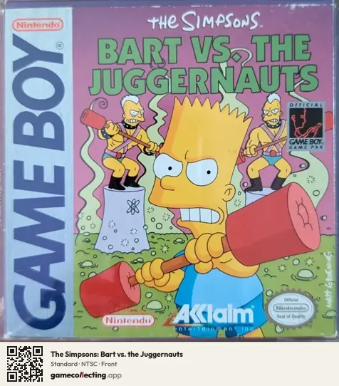 The Simpsons: Bart vs. the Juggernauts Game Boy, NTSC box front