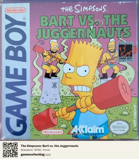 The Simpsons: Bart vs. the Juggernauts Game Boy, NTSC box front