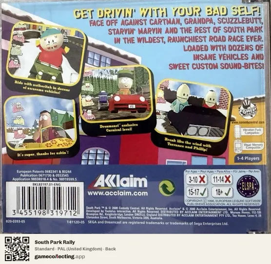 South Park Rally Sega Dreamcast, United Kingdom box back