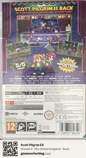 Scott Pilgrim EX Nintendo Switch, United Kingdom box back