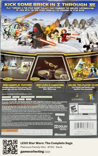 LEGO Star Wars: The Complete Saga Xbox 360, NTSC box back
