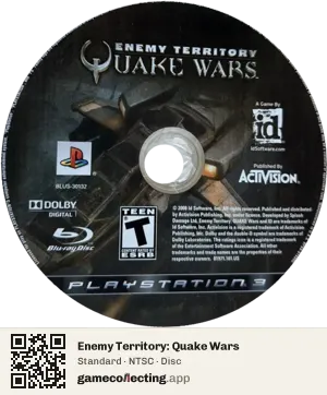 Enemy Territory: Quake Wars PlayStation 3, NTSC disc