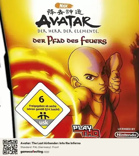 Avatar: The Last Airbender: Into the Inferno Nintendo DS, Germany box front