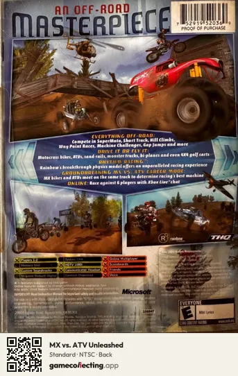 MX vs. ATV Unleashed Xbox, NTSC box back