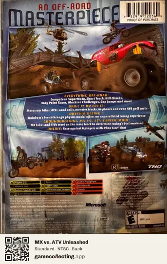 MX vs. ATV Unleashed Xbox, NTSC box back