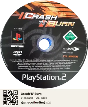 Crash 'N' Burn PlayStation 2, PAL disc