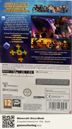 Minecraft: Story Mode Nintendo Switch, PAL box back