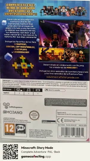 Minecraft: Story Mode Nintendo Switch, PAL box back