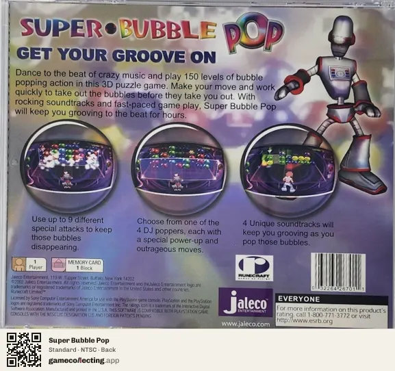 Super Bubble Pop PlayStation, NTSC box back