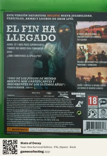 State of Decay Xbox One, Spain box back
