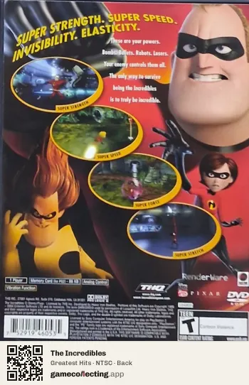 The Incredibles PlayStation 2, NTSC box back