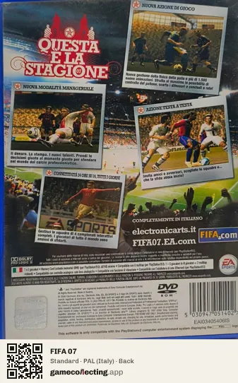 FIFA 07 PlayStation 2, Italy box back