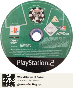World Series of Poker PlayStation 2, PAL disc