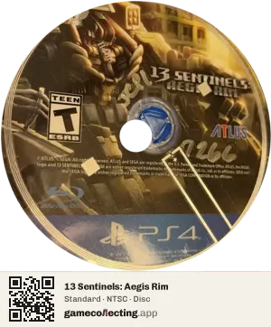 13 Sentinels: Aegis Rim PlayStation 4, NTSC disc