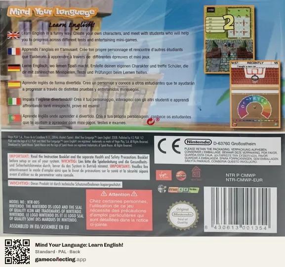 Mind Your Language: Learn English! Nintendo DS, PAL box back