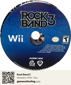 Rock Band 3 Nintendo Wii, NTSC disc