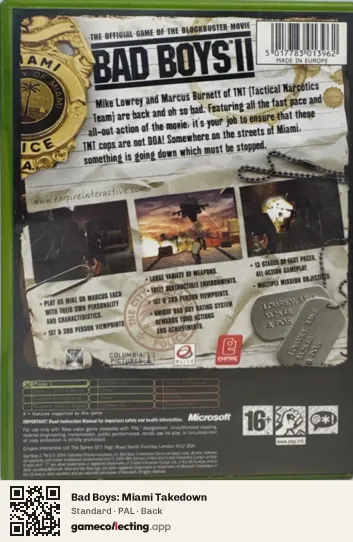 Bad Boys: Miami Takedown Xbox, PAL box back