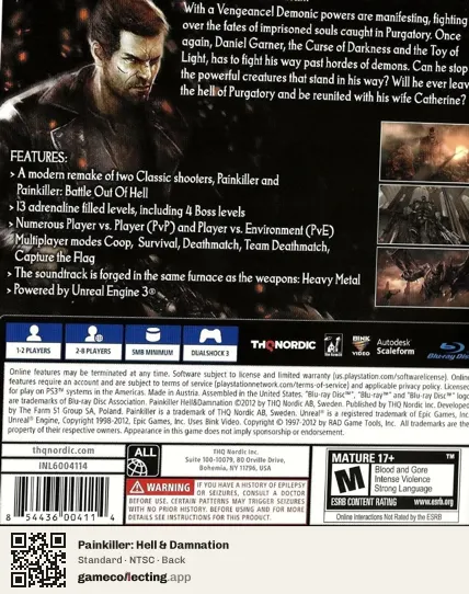 Painkiller: Hell & Damnation PlayStation 3, NTSC box back