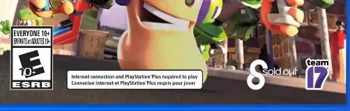 Worms Rumble, the ESRB box on its front