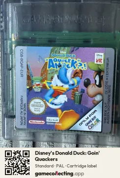 Disney's Donald Duck: Goin' Quackers Game Boy Color, PAL cartridge label