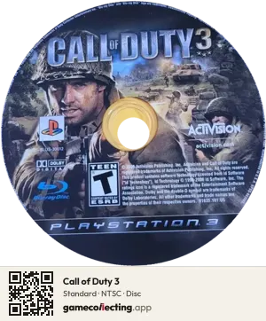 Call of Duty 3 PlayStation 3, NTSC disc