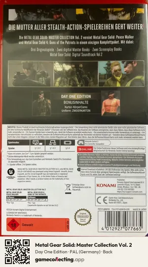 Metal Gear Solid: Master Collection Vol. 2 Nintendo Switch 2, Germany box back