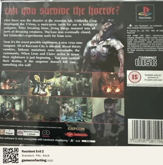 Resident Evil 2 PlayStation, PAL box back
