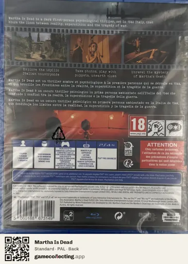 Martha Is Dead PlayStation 4, PAL box back