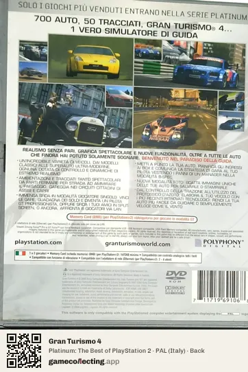 Gran Turismo 4 PlayStation 2, Italy box back